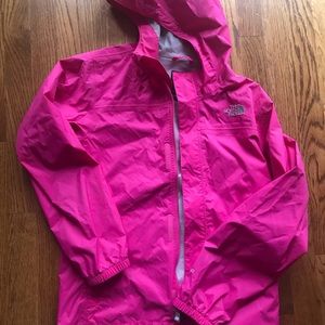 North face hot pink rain coat